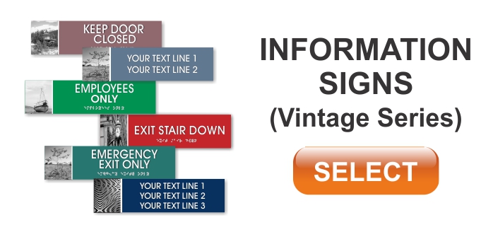 vintage series ADA braille information signs